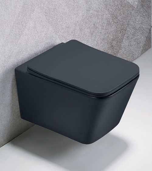 Rimless Wall Hung WC With Slim UF Seat Cover ( Matt Grey )  – Aquant India